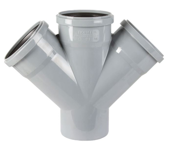 Крестовина канализационная внутренняя одноплоскостная 110x110x110 мм/45° Политэк