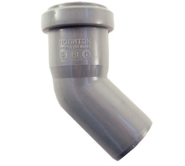 Отвод канализационный внутренний 40 мм/45° Политэк